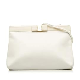 Salvatore Ferragamo-Leather Vara Bow Crossbody Bag D-21 8065-White