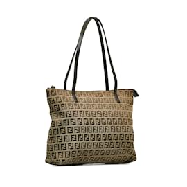 Fendi-Zucchino Canvas Tote Bag 8BH022-Brown