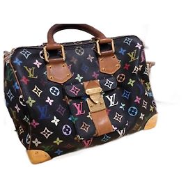 Borsa Louis Vuitton Speedy 30 Multicolore Nero Pelle Marrone Nero Rosa Bianco Blu Verde Porpora Giallo