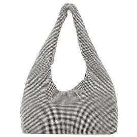 Donna Karan Bolso Hobo Mini Crystal Mesh - Kara - Blanco - Latón Blanco