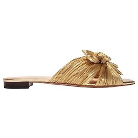 Loeffler Randall Sandálias planas Daphne Knot em Tecido Dourado Dourado Metálico