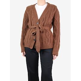 Autre Marque-Brown belted cable knit cardigan - size M-Brown