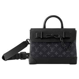Louis Vuitton Steamer PM Monogram Eclipse Messenger Bag Grey Grey