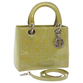 Christian Dior-Bolsa de mão Christian Dior Canage Couro envernizado 2way Green Auth bs10107-Verde