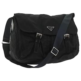 Prada-PRADA Shoulder Bag Nylon Black Auth ar10712-Black