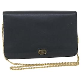 Christian Dior-Christian Dior Honeycomb Canvas Chain Shoulder Bag Navy Auth ar10670-Navy blue