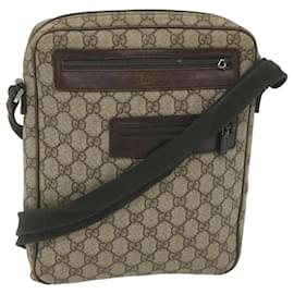 Gucci-GUCCI GG Supreme Shoulder Bag PVC Leather Beige 92551 Auth bs9928-Beige