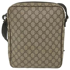Gucci-GUCCI GG Supreme Shoulder Bag PVC Leather Beige 92551 Auth bs9928-Beige