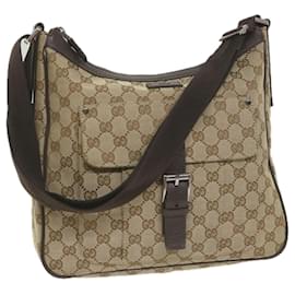 Gucci-GUCCI GG Canvas Shoulder Bag Beige 114272 Auth ki3726-Beige