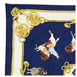 Hermès-HERMÈS CARRÉ 90 équitation japonaise Foulard Silk Navy Auth ar10773-Bleu Marine