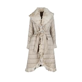 Autre Marque-Roberta Scarpa Long Down Jacket With Fur-Beige