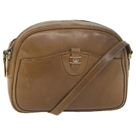 Gucci-GUCCI Umhängetasche Leder Braun 001 256 1189 Auth ep2291-Braun