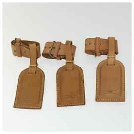 Louis Vuitton-LOUIS VUITTON Powanie Name Tag Leather 10Set Beige LV Auth 59569-Beige