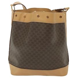 Céline-CELINE Macadam Canvas Shoulder Bag PVC Leather Brown Auth ar10788-Brown