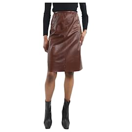 Prada-Brown leather skirt - size IT 38-Brown