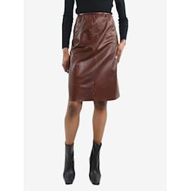 Prada-Brown leather skirt - size IT 38-Brown
