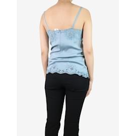 Saint Laurent-Blaues Cami-Top mit Spitzenbesatz – Größe UK 8-Blau