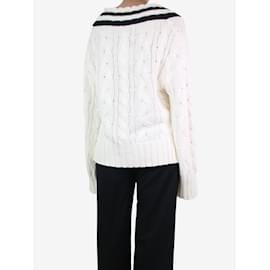 G. Kero-g. White contrast trim cable knit jumper - size S-White