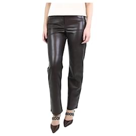 Autre Marque-Pantalon en simili cuir marron foncé - taille UK 10-Noir