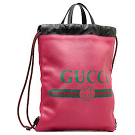 Gucci-Gucci Mochila rosa con logo de Gucci-Rosa