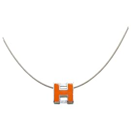 Hermès-Hermes Silberkäfig dH Würfel Halskette-Silber