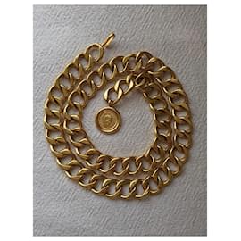 Chanel-Cintura vintage con catena hardware dorata-D'oro