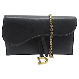 Christian Dior-NEUF PORTEFEUILLE CHRISTIAN DIOR LONG A CHAINE SADDLE S5614CCEH WALLET-Noir