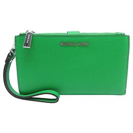 NEW MICHAEL KORS ADELE WALLET 34F9SAFW4L GREEN LEATHER WALLET Green
