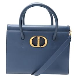 Christian Dior-CHRISTIAN DIOR ST HONORE LARGE HANDBAG IN GRAINED LEATHER LEATHER HAND BAG-Blue