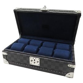 Nova caixa 8 RELÓGIOS LOUIS VUITTON N48226 CAIXA DE RELÓGIO CHECKER GRAFITE Cinza antracite