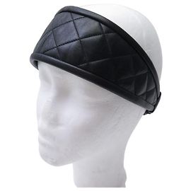 FAIXA DE CABEÇA VINTAGE CHANEL EM T-shirt de couro acolchoado preto 56 FAIXA DE CABEÇA DE COURO CM Preto