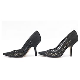 Christian Dior Black Lace Mesh Pointy Toe Heels Pumps Size 35.5