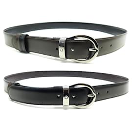 Montblanc-MONTBLANC BELT WITH RUTHENIEE T OVAL REVERSIBLE PIN BUCKLE110 BELT-Black