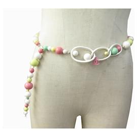 Chanel-CHANEL BELT NECKLACE AND MULTICOLOR LOGO T 65-95 PEARLS BELT NECKLACE-Multiple colors