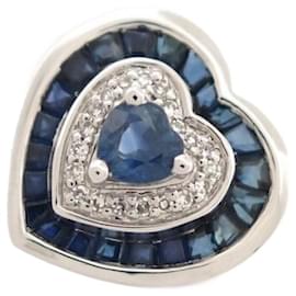 Autre Marque-NEW HEART T WHITE GOLD RING59 SAPPHIRE SET BAGUETTE DIAMOND SAPPHIRE RING-Silvery