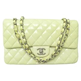 Chanel-SAC A MAIN CHANEL TIMELESS CUIR VERNIS MEDIUM BANDOULIERE HAND BAG PURSE-Jaune