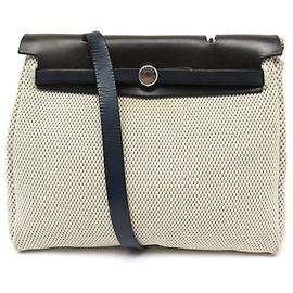 Hermès BORSA A MANO HERMES 30 BORSA A MANO IN TELA E PELLE BEIGE A TRACOLLA Beige
