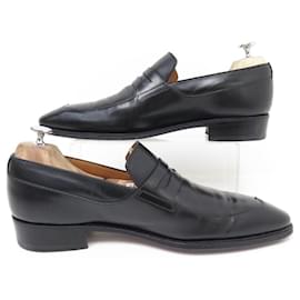 JM Weston-JM WESTON SHOES 436 CONTI MOCCASINS 8D 42 BLACK LEATHER LOAFERS SHOES-Black