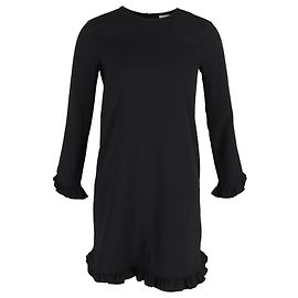 Ganni Kleid mit Rüschensaum aus schwarzem Polyester Schwarz