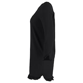 Ganni-Ganni Ruffled Hem Dress in Black Polyester-Black