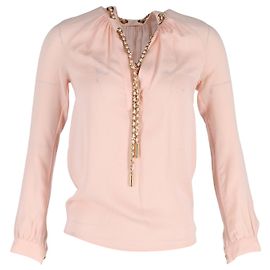 Blusa Michael Michael Kors com corrente em seda rosa Rosa