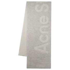 Acne-Toronty Logo Contrast R Mini-Schal – Acne Studios – Wolle – Grau-Weiß