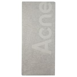 Acne-Toronty Logo Contrast R Mini-Schal – Acne Studios – Wolle – Grau-Weiß