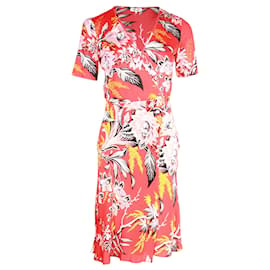 Diane Von Furstenberg-Diane Von Furstenberg Flare Printed Wrap Dress in Red Silk-Other