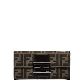 Fendi-Carteira longa de lona Zucca  2304-31097-Marrom