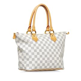 Louis Vuitton-Louis Vuitton Damier Azur Saleya PM Sac à main en toile N51186 en bon état-Blanc