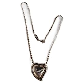 Yves Saint Laurent-Vintage Love silver necklace-Silvery