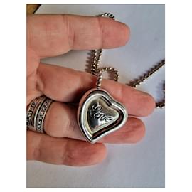 Yves Saint Laurent-Vintage Love silver necklace-Silvery