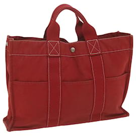 Hermès-HERMES Fourre Tout MM Hand Bag Canvas Red Auth ki3718-Red