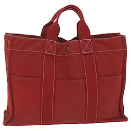 Hermès-HERMES Fourre Tout MM Hand Bag Canvas Red Auth ki3718-Red